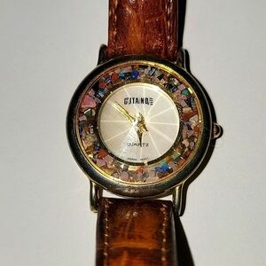 Gitano Quartz Vintage watch Japan Movement Mosaic Gemstone Face